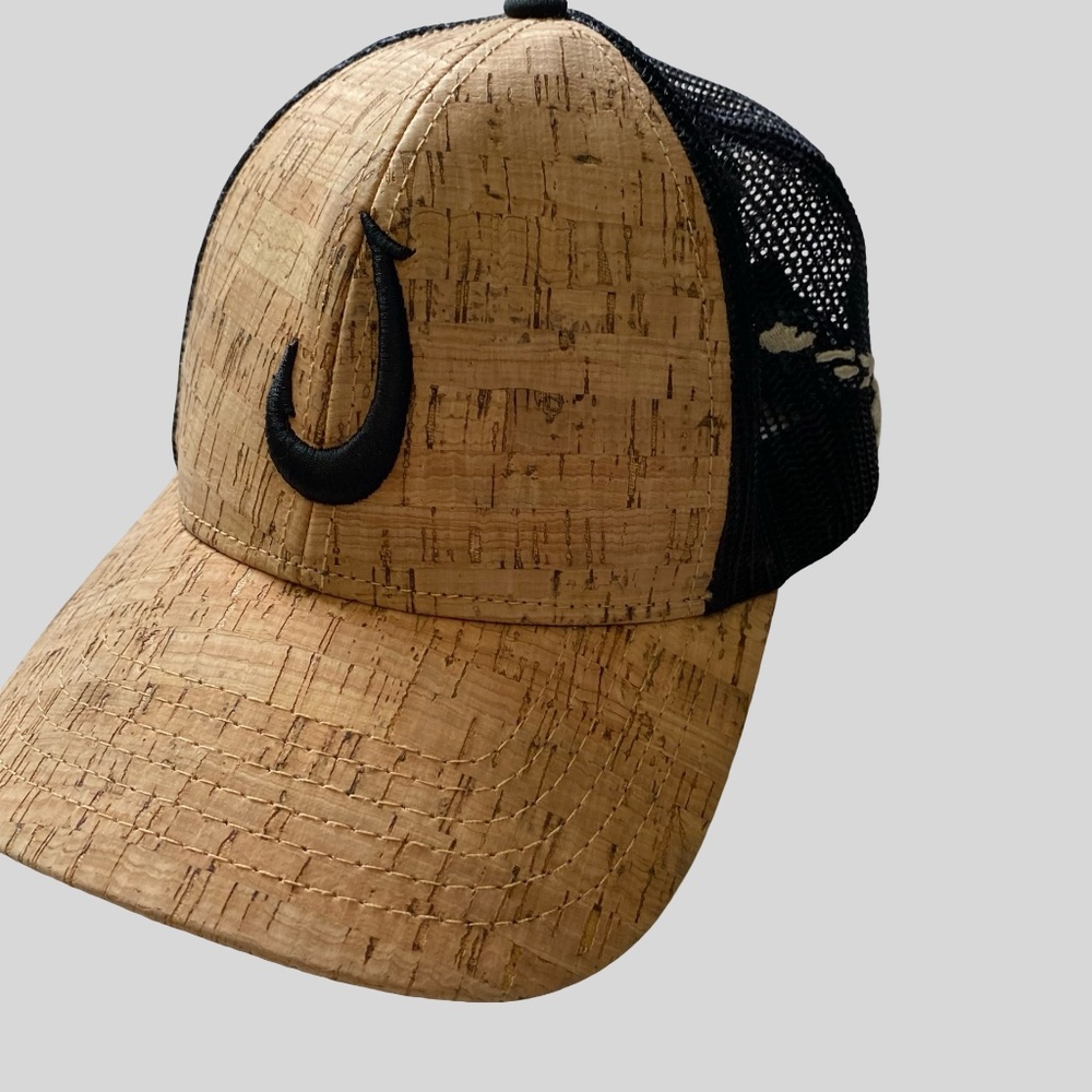 808 Clothing Co. Maui Black Cork Mesh Large Hook Trucker Style Hat